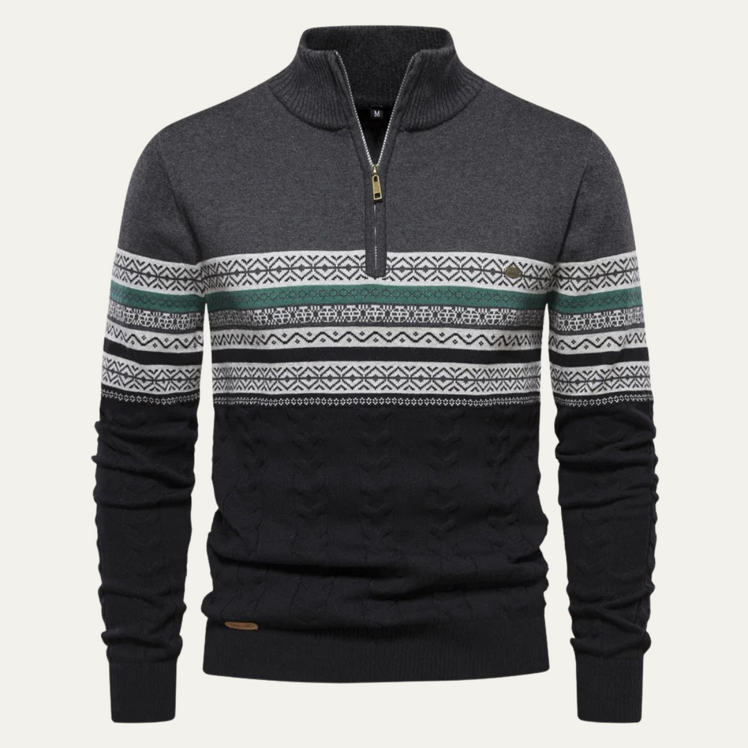 Dylan | Classic Fair Isle Quarter Zip Mens Knit Sweater