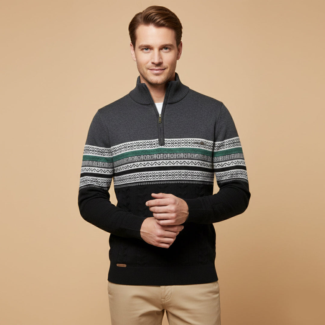 Dylan | Classic Fair Isle Quarter Zip Mens Knit Sweater