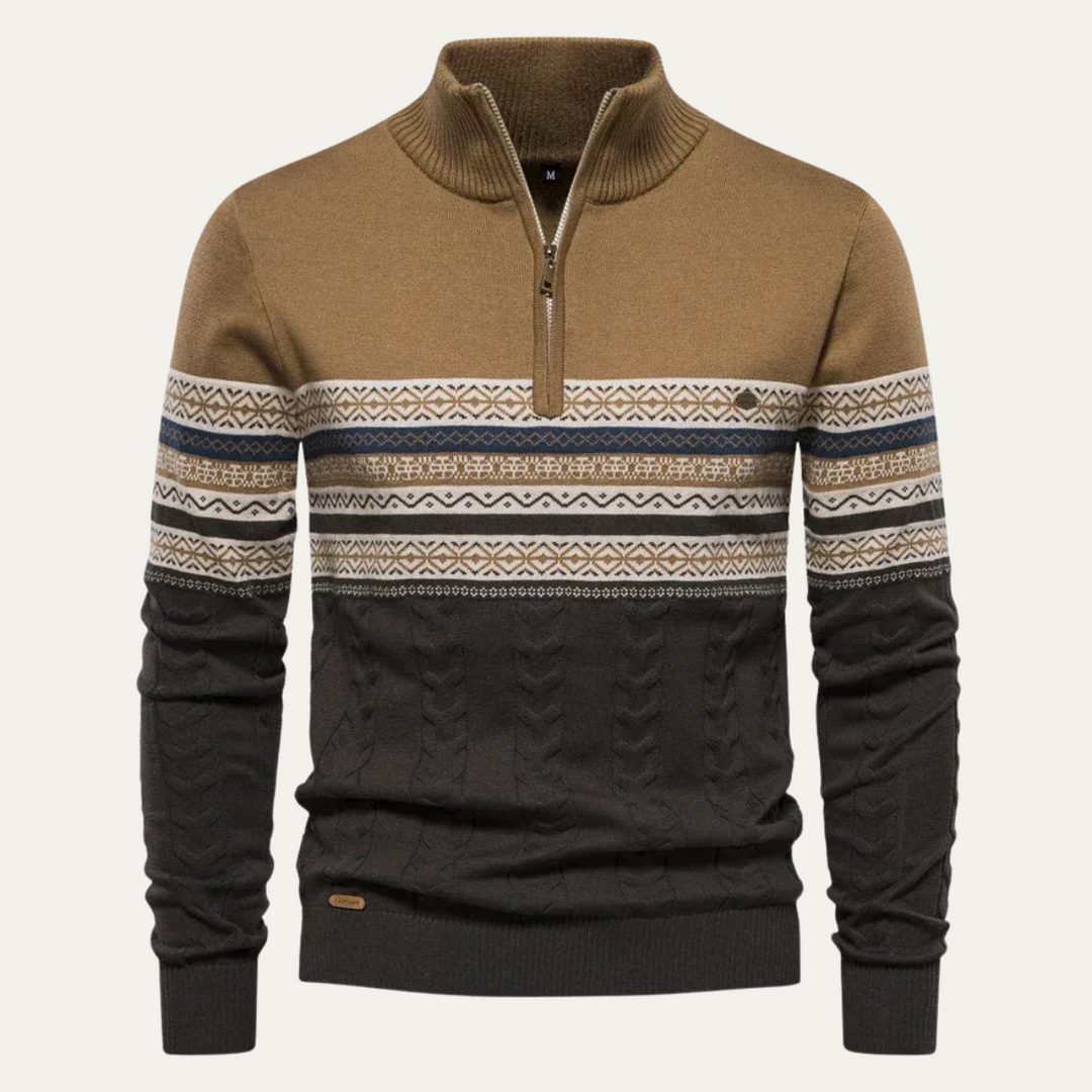 Dylan | Classic Fair Isle Quarter Zip Mens Knit Sweater