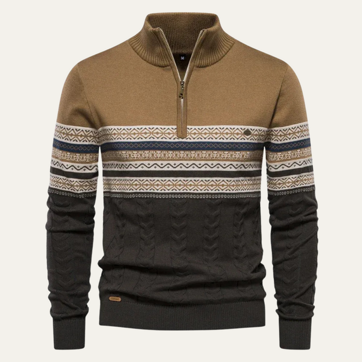 Dylan | Classic Fair Isle Quarter Zip Mens Knit Sweater