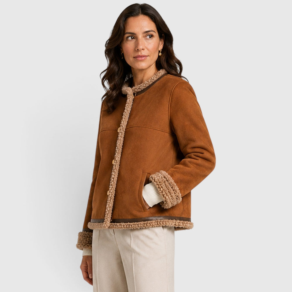 Emily | Elegant Button Front Sherpa Jacket Women