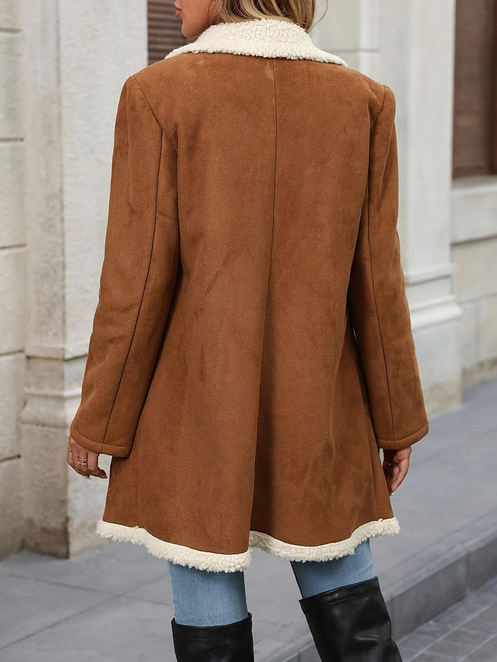Evelyn | Stylish Double-Breasted Longline Sherpa Jacket Women
