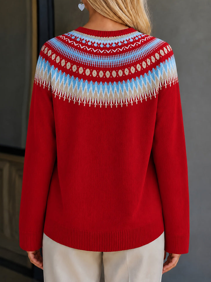 Gloria | Effortless Button-Front Fair Isle Cardigan Womens