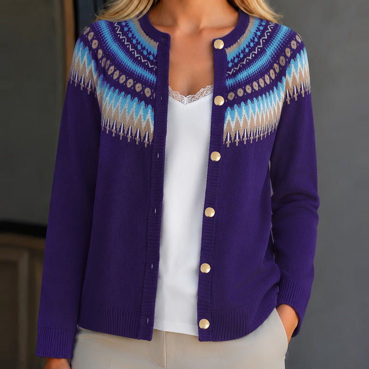 Gloria | Effortless Button-Front Fair Isle Cardigan Womens