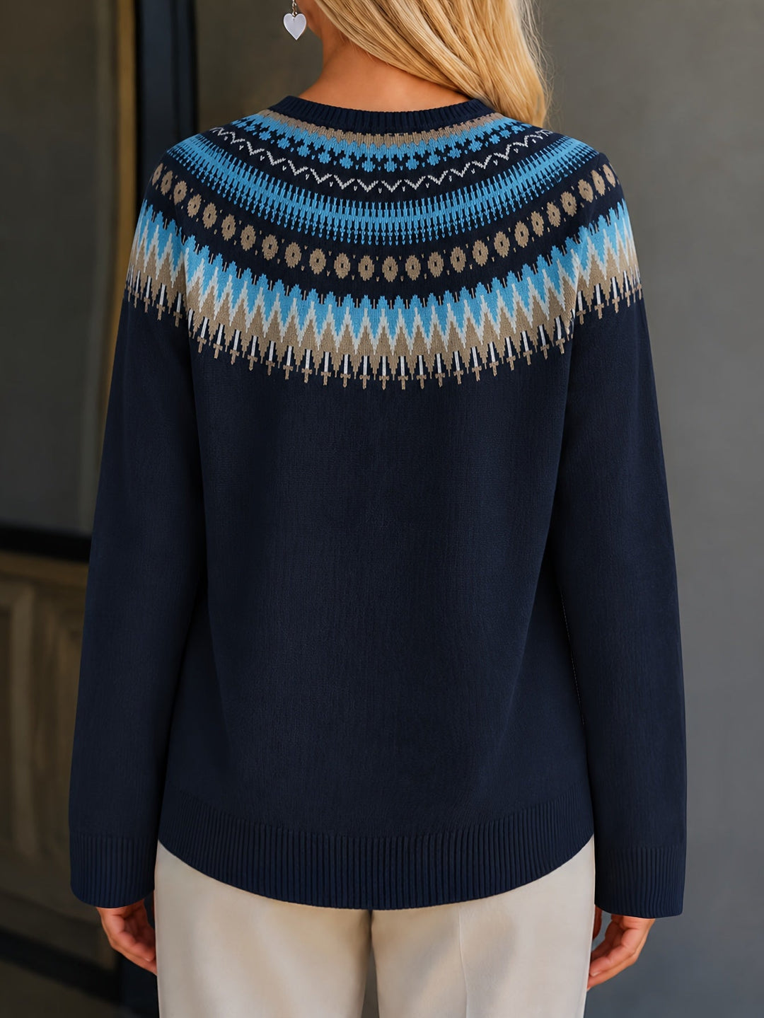 Gloria | Effortless Button-Front Fair Isle Cardigan Womens