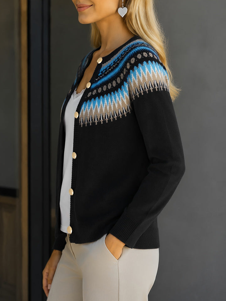 Gloria | Effortless Button-Front Fair Isle Cardigan Womens