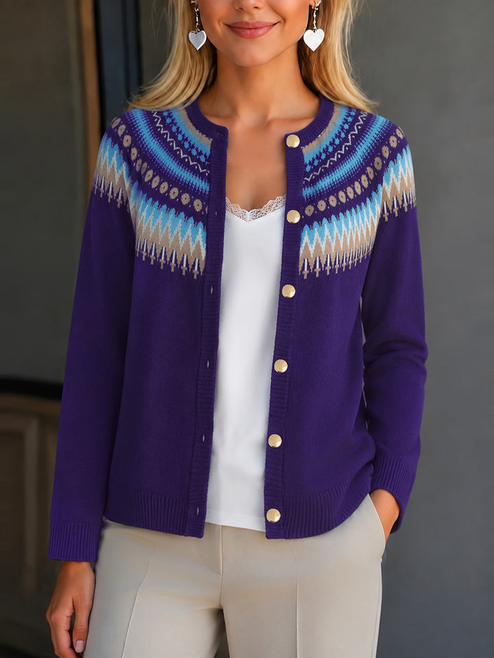 Gloria | Effortless Button-Front Fair Isle Cardigan Womens
