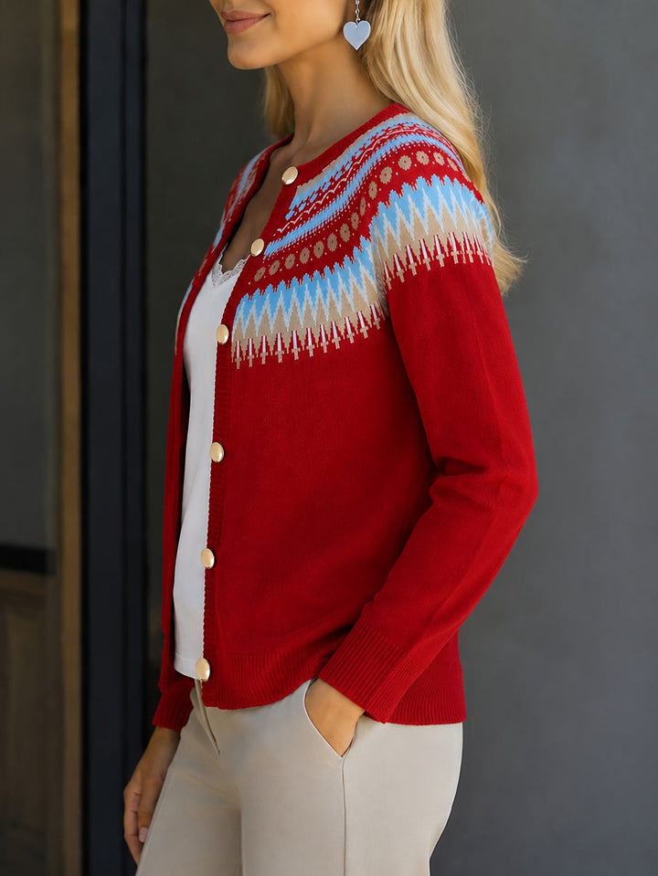 Gloria | Effortless Button-Front Fair Isle Cardigan Womens