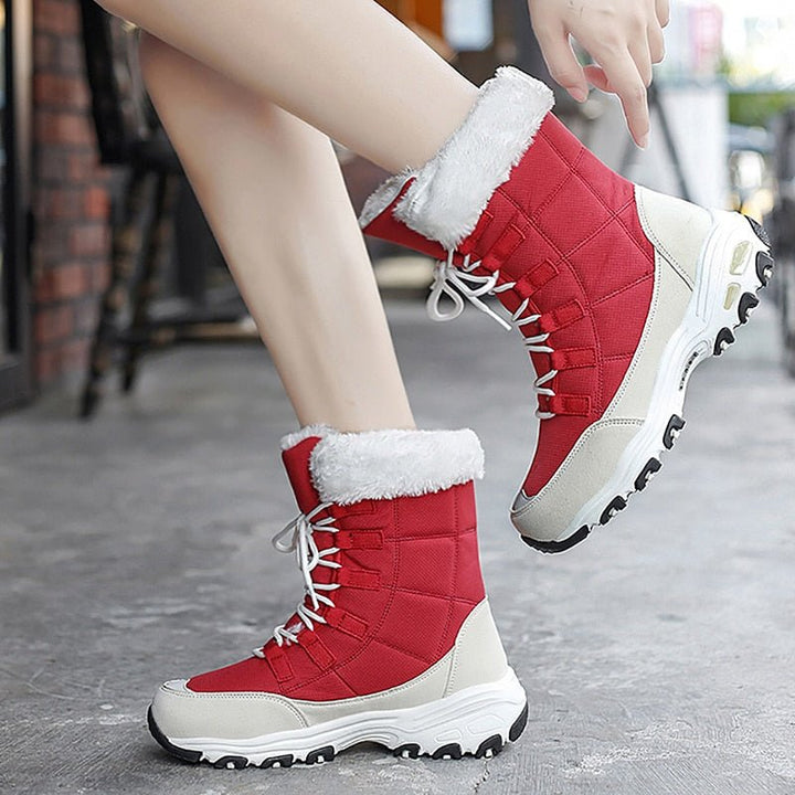 Gloria | Quilted Lace-Up Winter Snow Boots Women