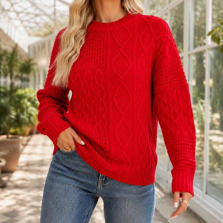 Gloria | Relaxed Crewneck Chunky Cable Knit Sweater
