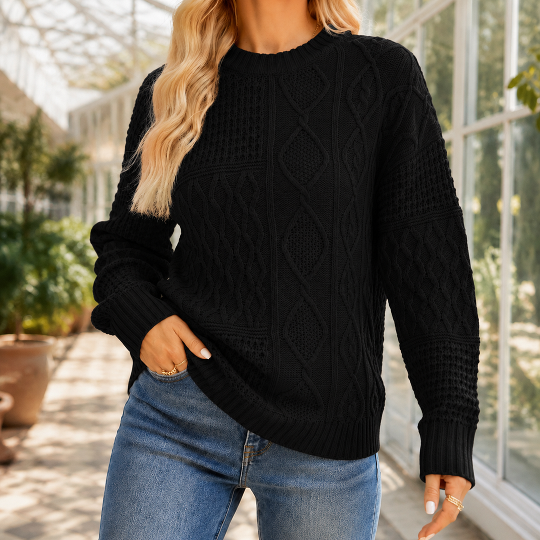 Gloria | Relaxed Crewneck Chunky Cable Knit Sweater