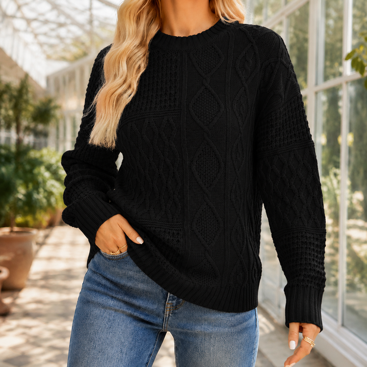 Gloria | Relaxed Crewneck Chunky Cable Knit Sweater