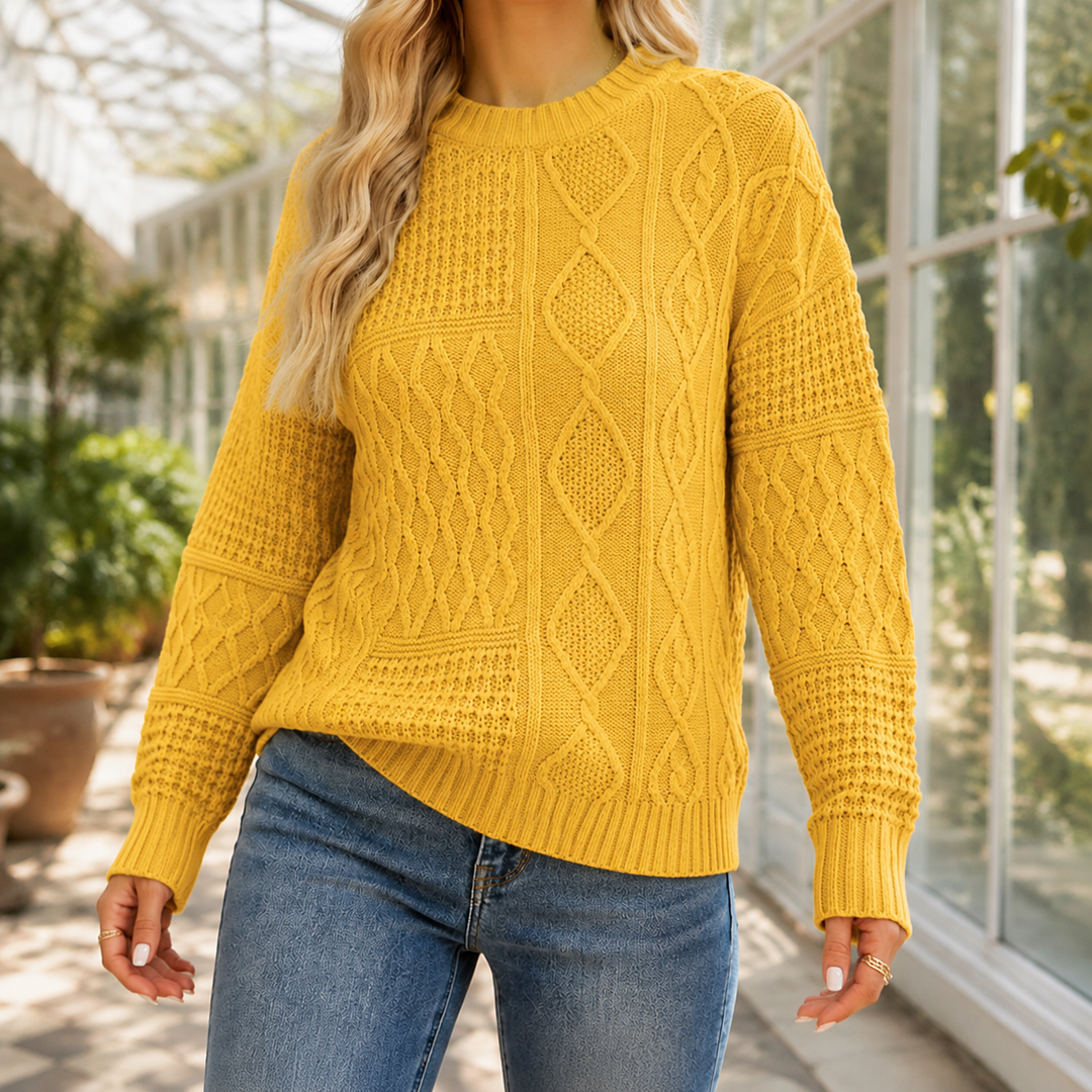 Gloria | Relaxed Crewneck Chunky Cable Knit Sweater
