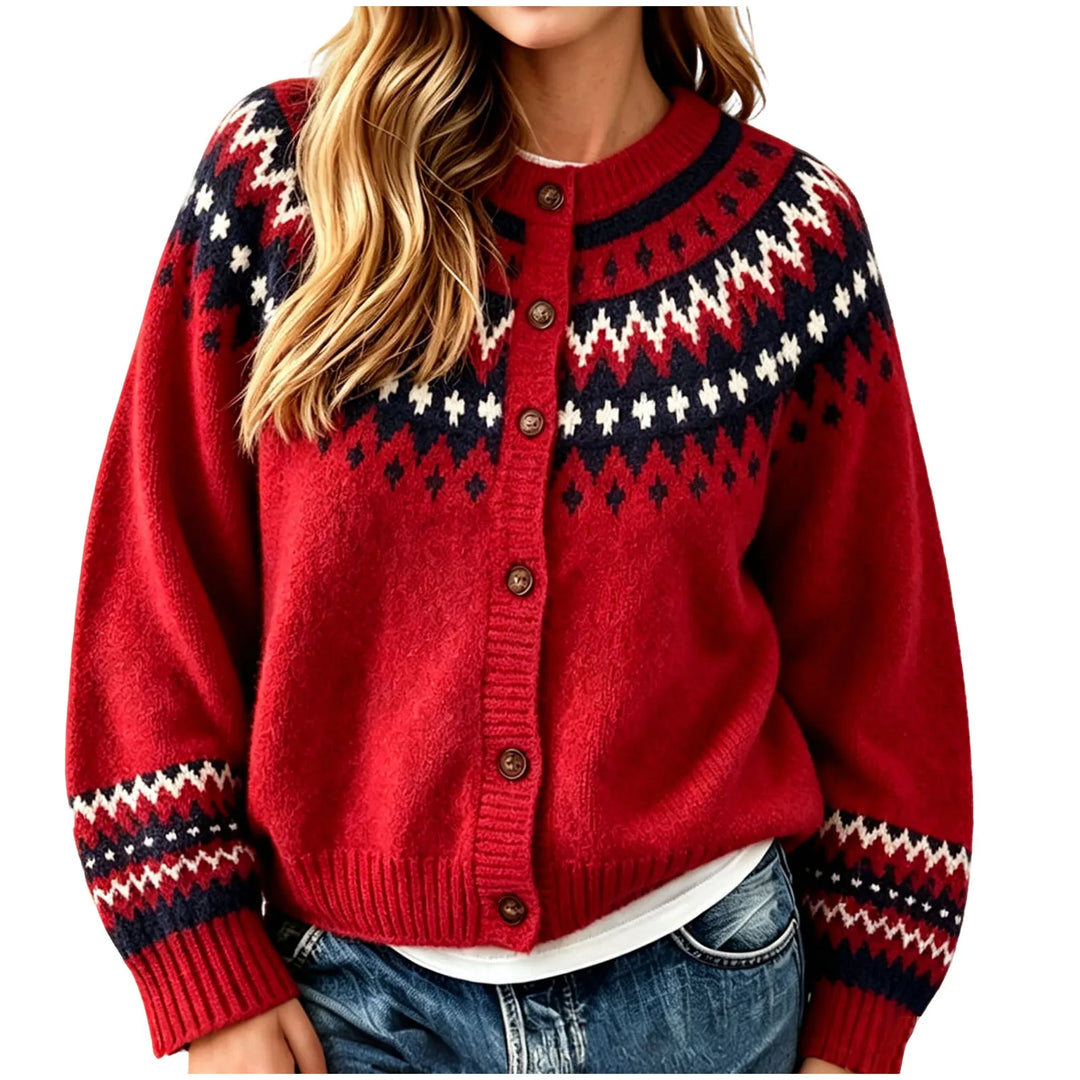 Grace | Cozy Button Front Fair Isle Cardigan Womens