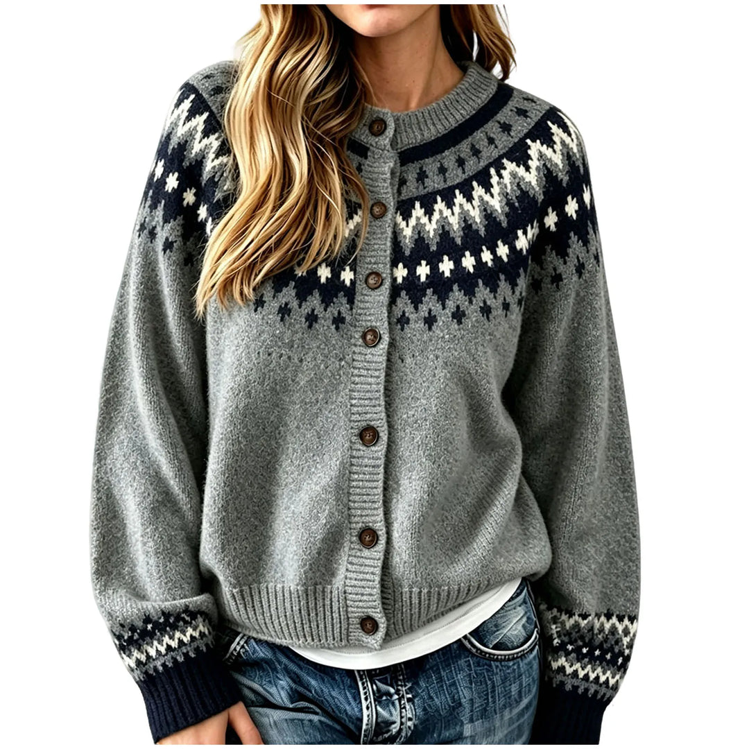Grace | Cozy Button Front Fair Isle Cardigan Womens