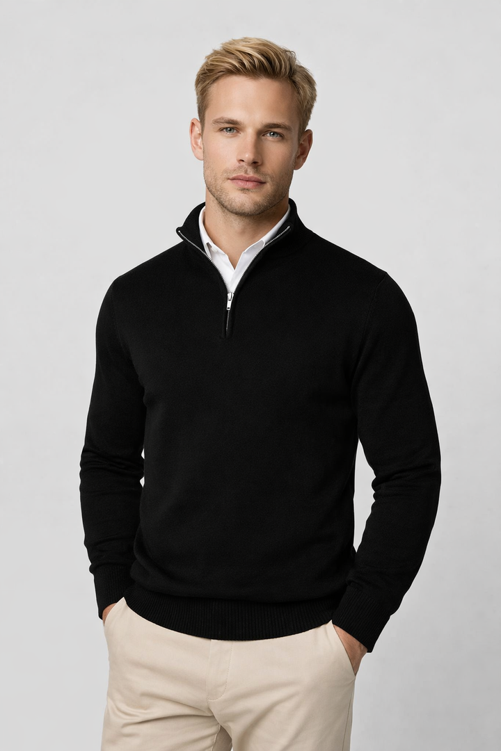 Harold | Sophisticated High Neck Half-Zip Mens Knit Sweater