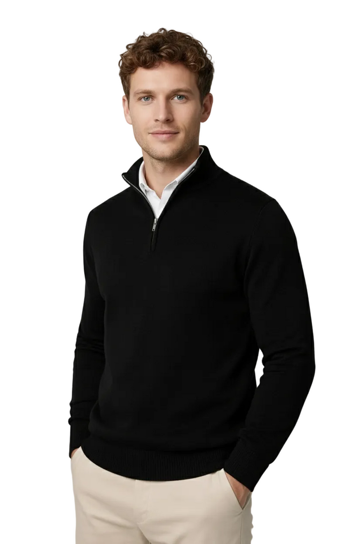 Harold | Sophisticated High Neck Half-Zip Mens Knit Sweater