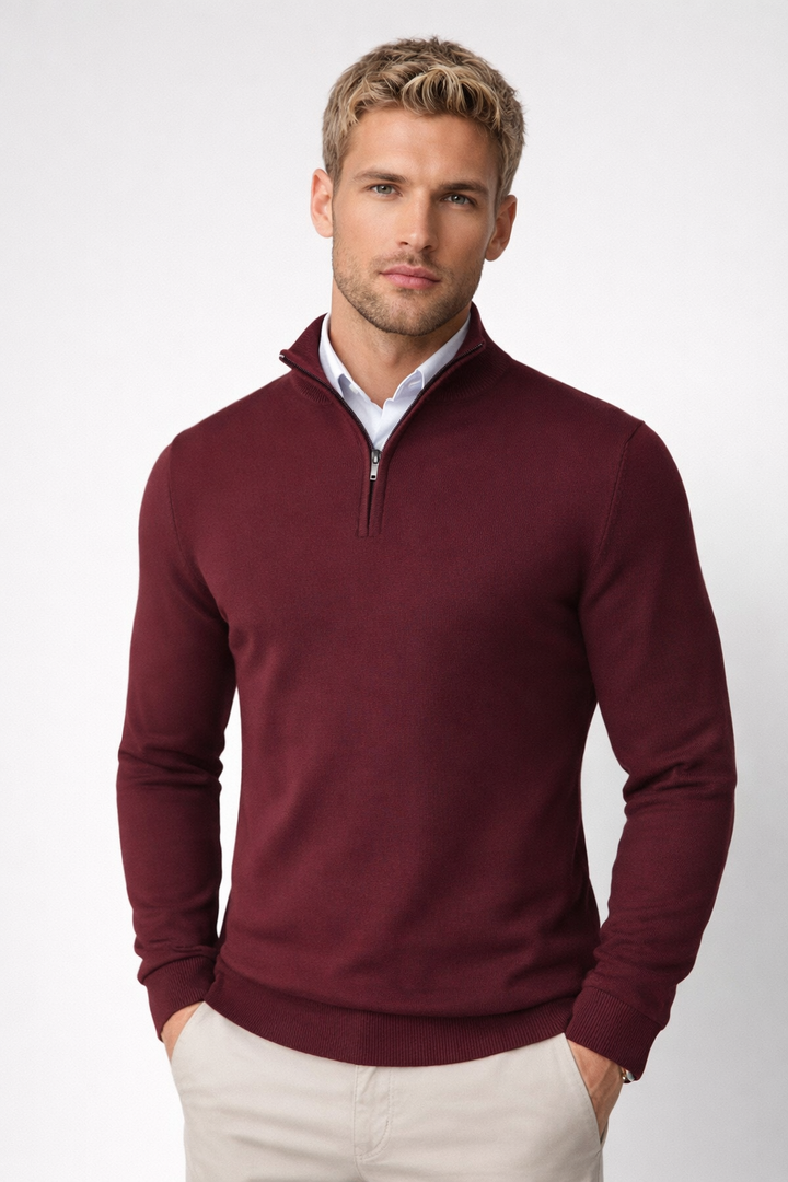 Harold | Sophisticated High Neck Half-Zip Mens Knit Sweater