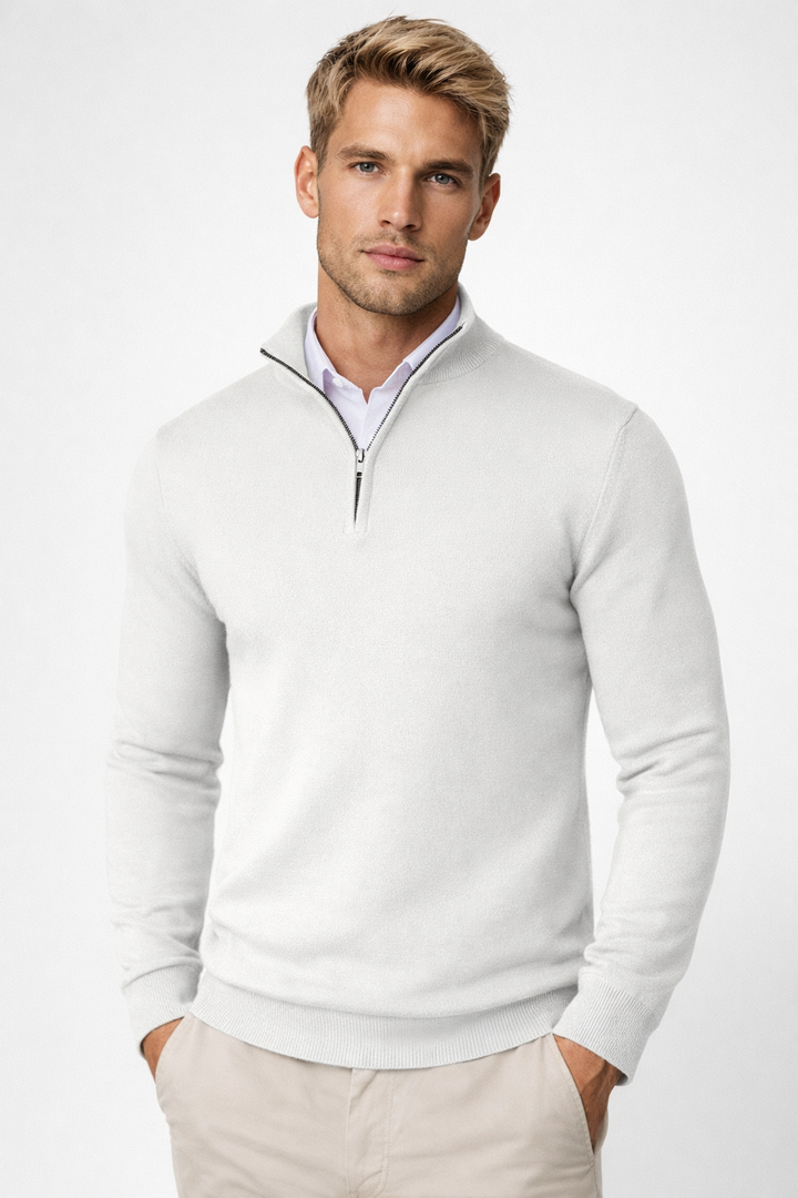 Harold | Sophisticated High Neck Half-Zip Mens Knit Sweater