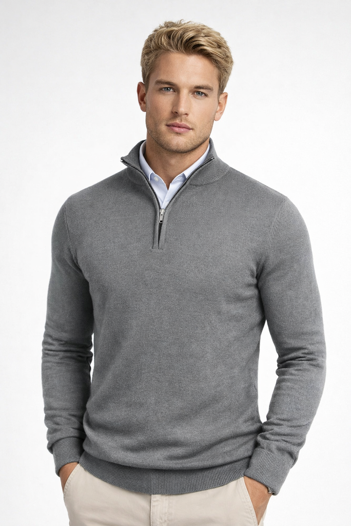 Harold | Sophisticated High Neck Half-Zip Mens Knit Sweater