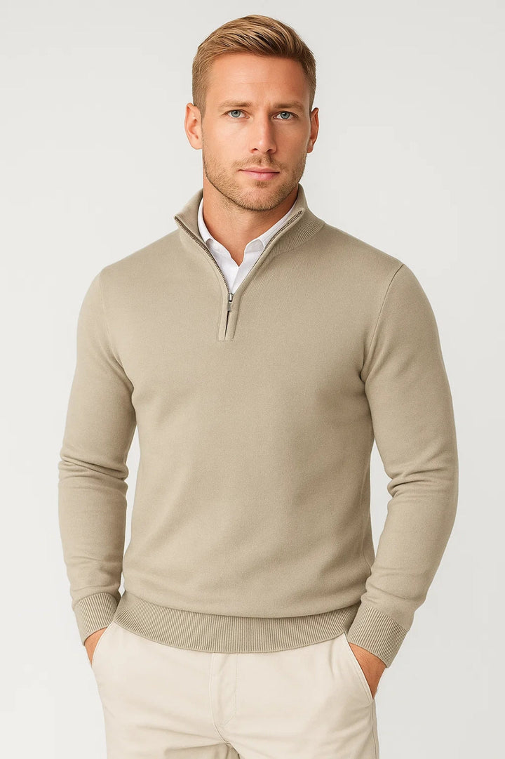 Harold | Sophisticated High Neck Half-Zip Mens Knit Sweater