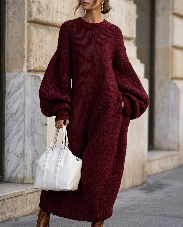 Heather | Chic Oversized Balloon Sleeve Maxi Sweater Dress