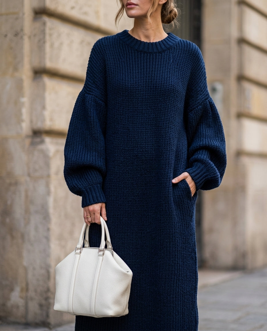 Heather | Chic Oversized Balloon Sleeve Maxi Sweater Dress