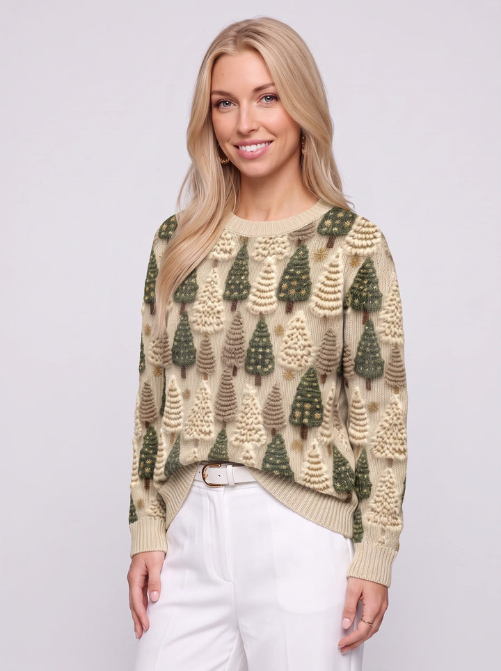 Helen | Relaxed Textured Tree Christmas Sweater Women
