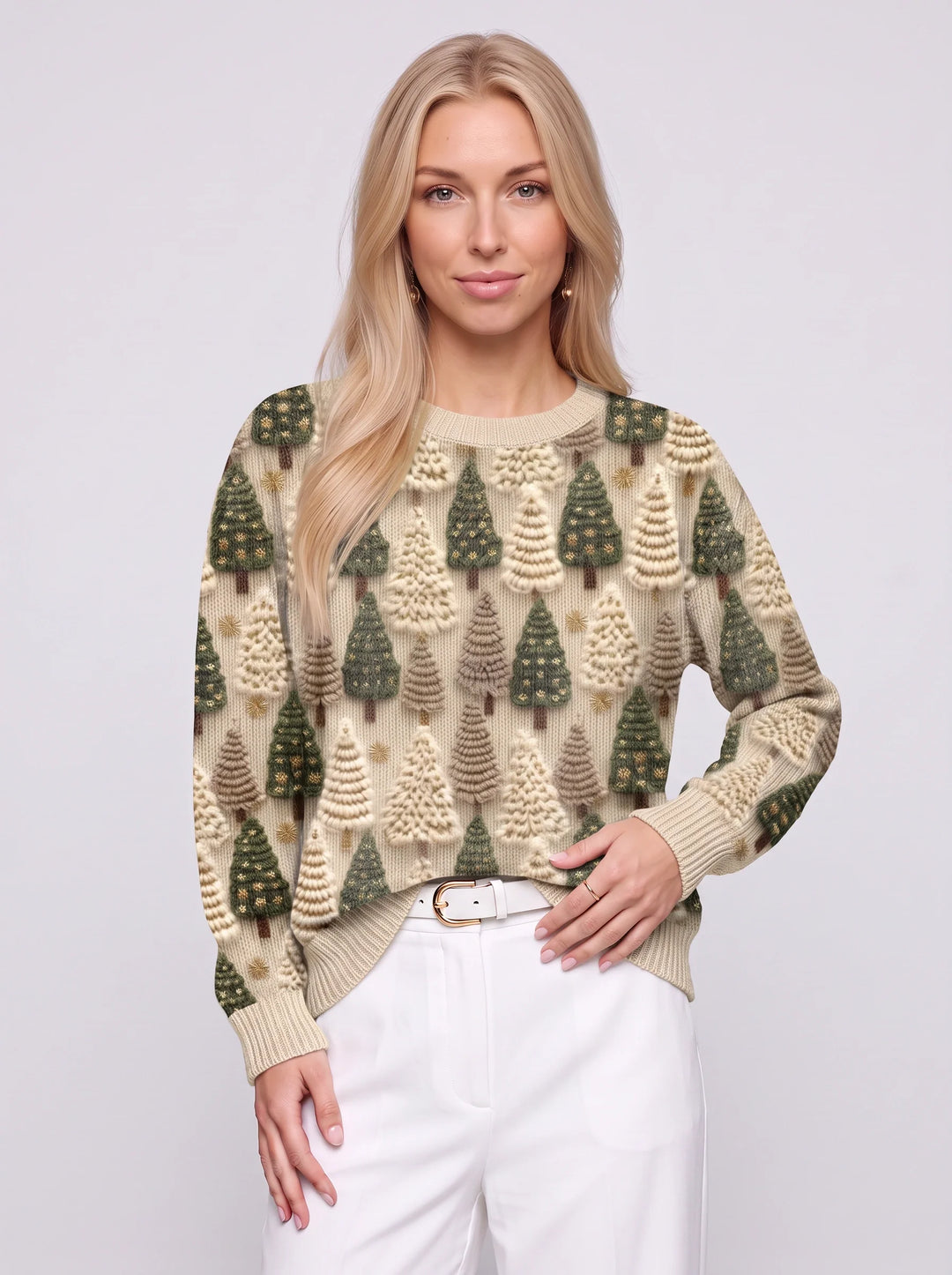 Helen | Relaxed Textured Tree Christmas Sweater Women