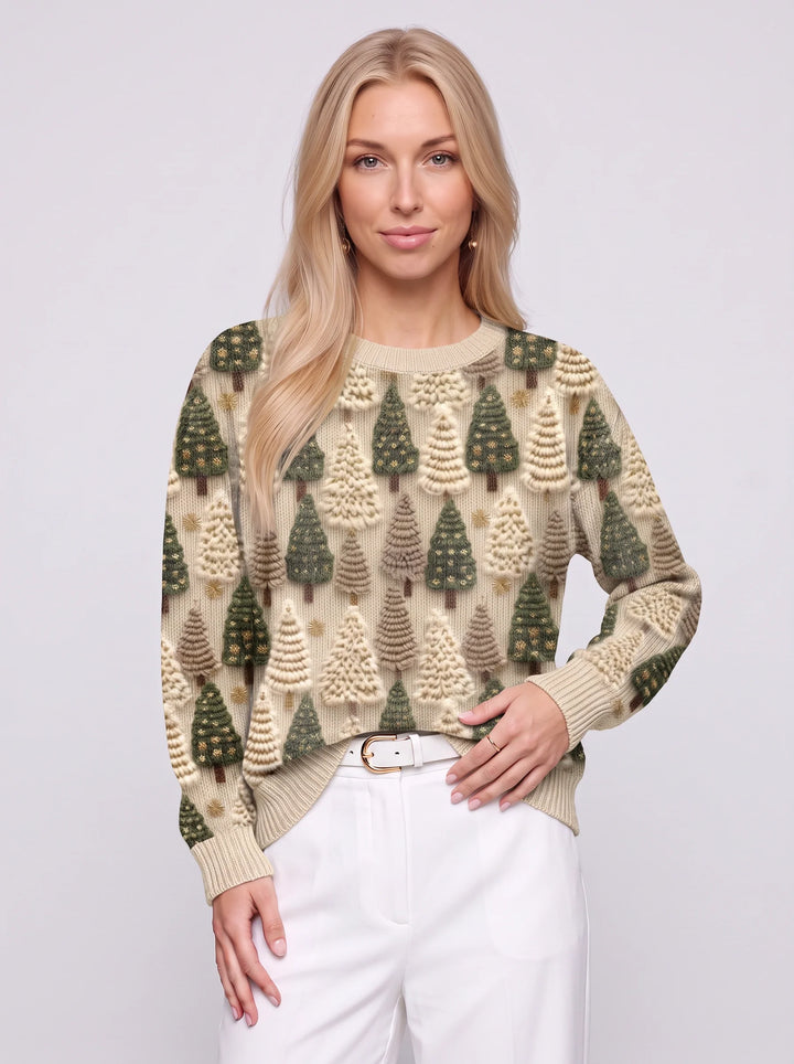 Helen | Relaxed Textured Tree Christmas Sweater Women