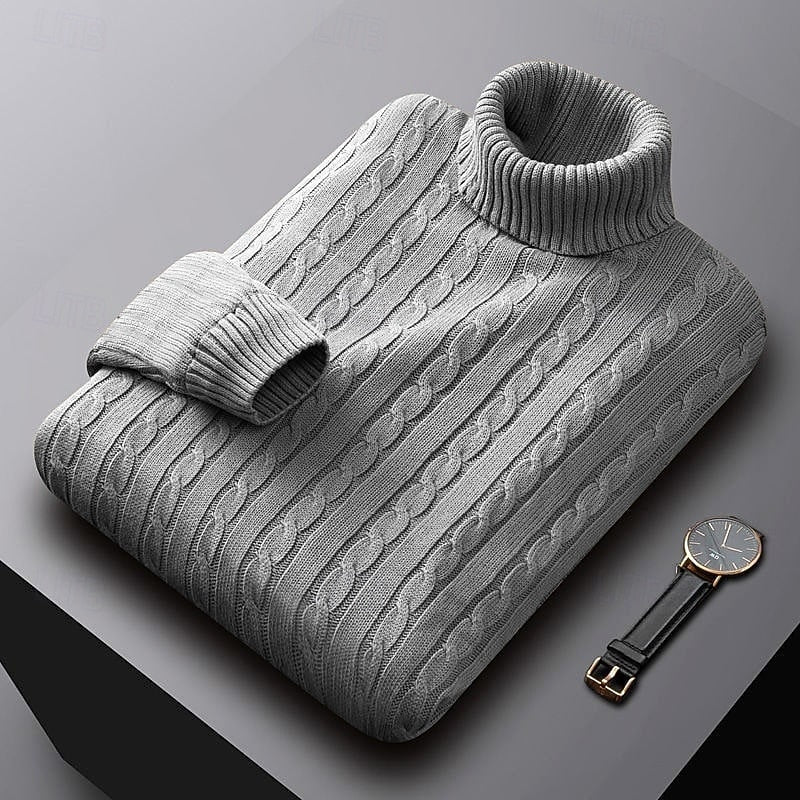 Isaac | Cable-Knit Turtleneck Mens Knit Sweater