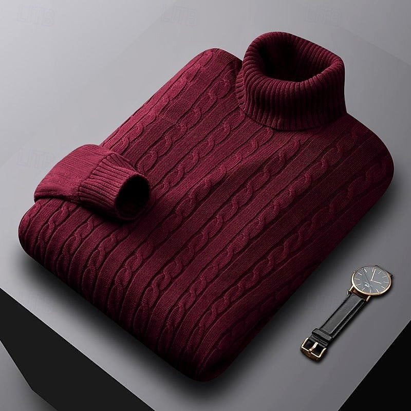 Isaac | Cable-Knit Turtleneck Mens Knit Sweater