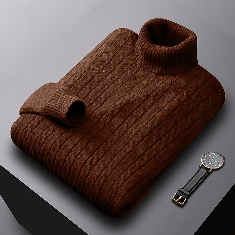 Isaac | Cable-Knit Turtleneck Mens Knit Sweater
