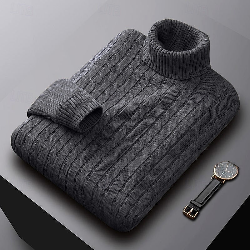 Isaac | Cable-Knit Turtleneck Mens Knit Sweater