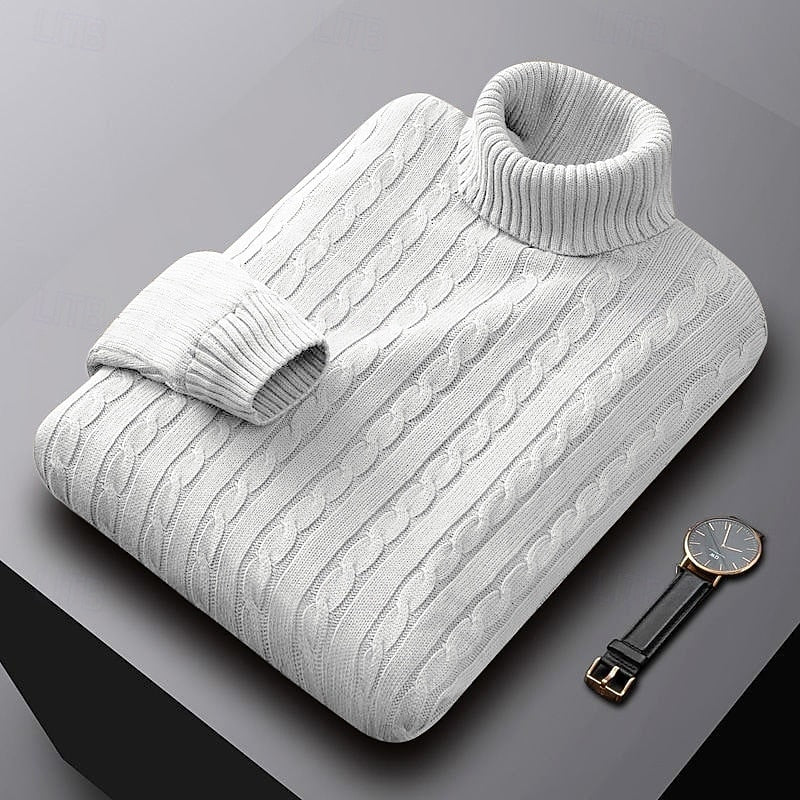 Isaac | Cable-Knit Turtleneck Mens Knit Sweater