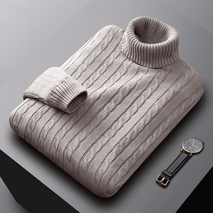 Isaac | Cable-Knit Turtleneck Mens Knit Sweater