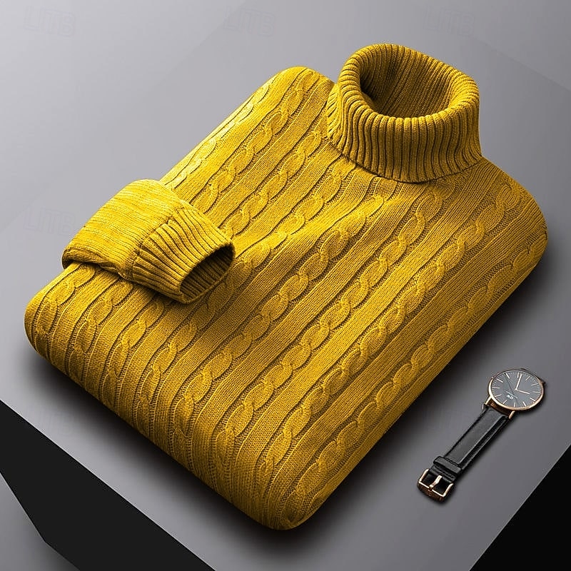 Isaac | Cable-Knit Turtleneck Mens Knit Sweater
