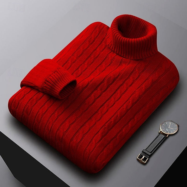 Isaac | Cable-Knit Turtleneck Mens Knit Sweater