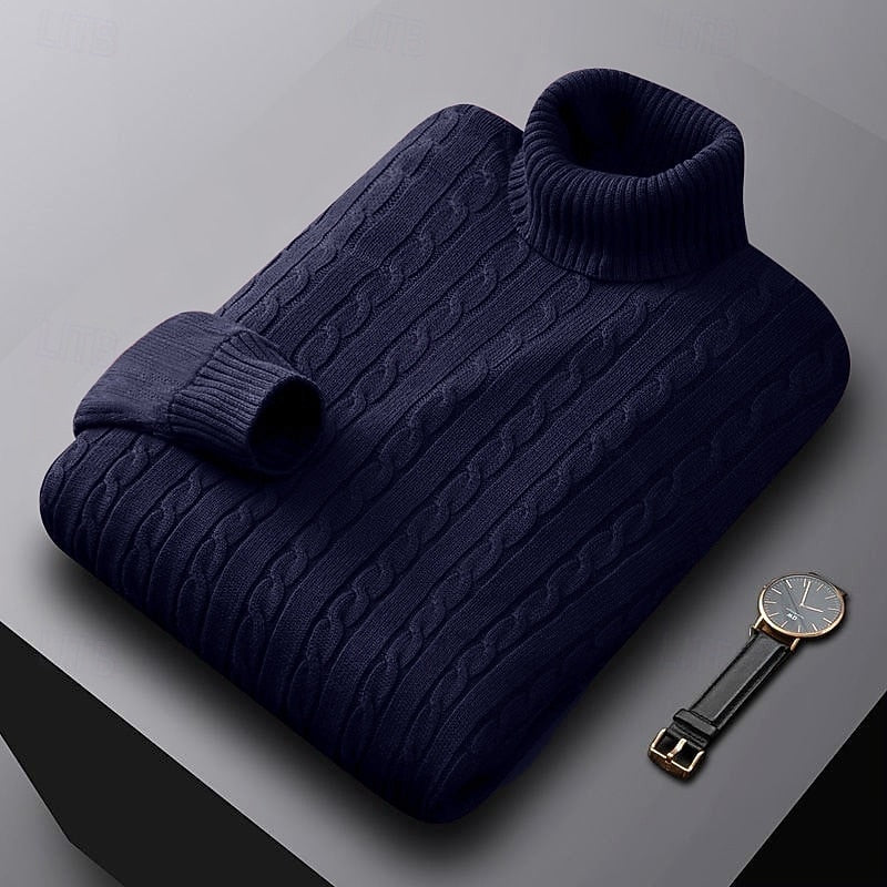 Isaac | Cable-Knit Turtleneck Mens Knit Sweater