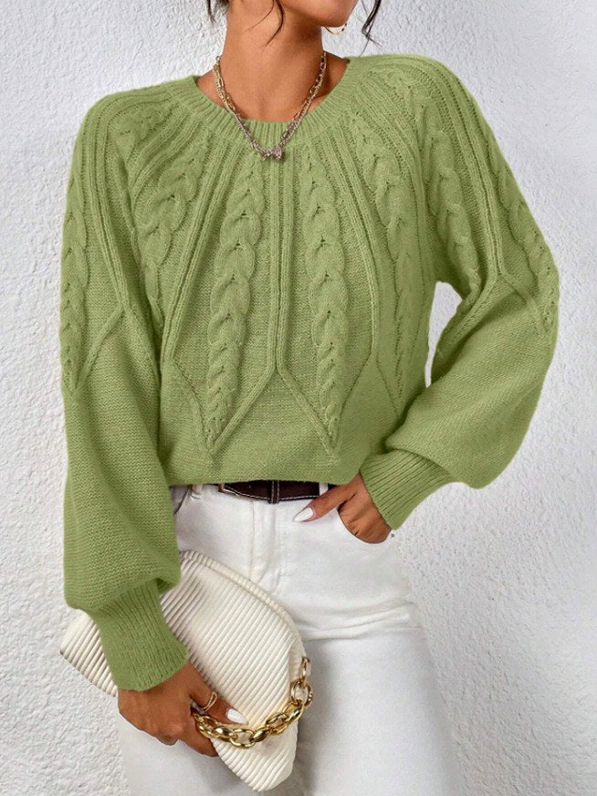 Jacqueline | Polished Crew Neck Chunky Cable Knit Sweater
