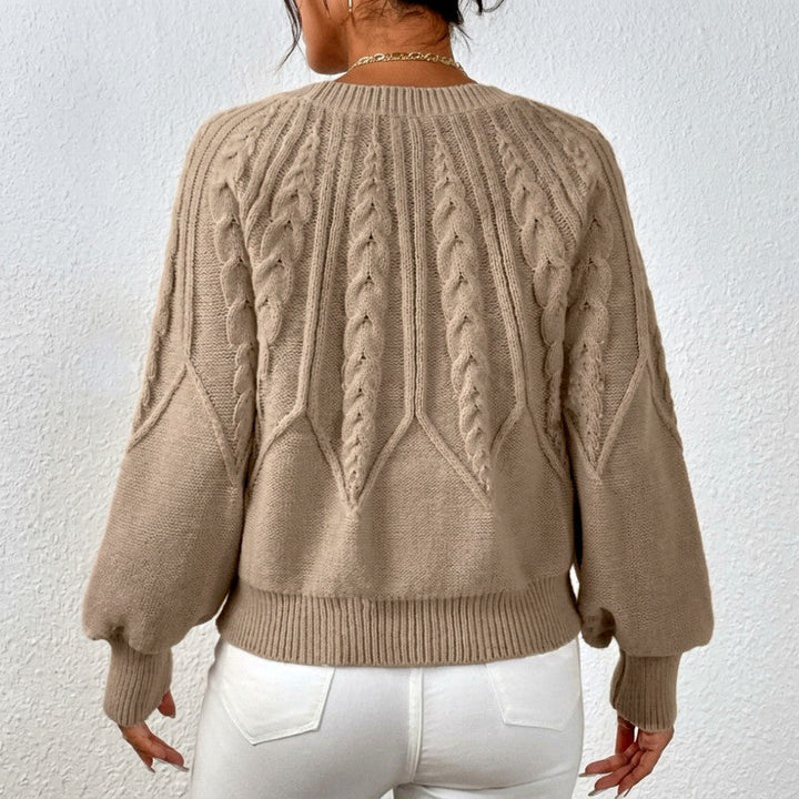 Jacqueline | Polished Crew Neck Chunky Cable Knit Sweater