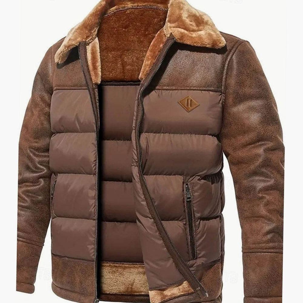 James | Quilted Mens Puffer Jacket With Plush Collar