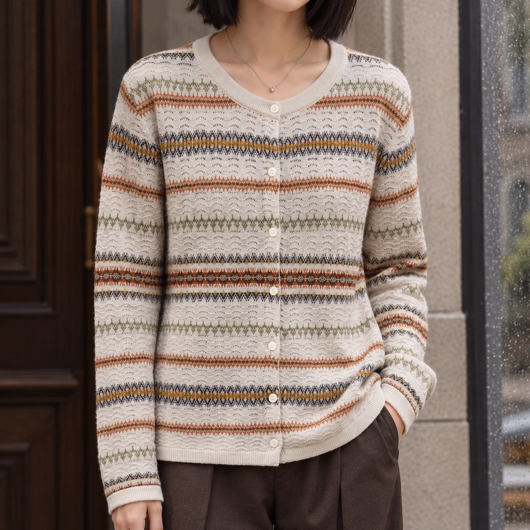 Janet | Button Front Fair Isle Cardigan Womens