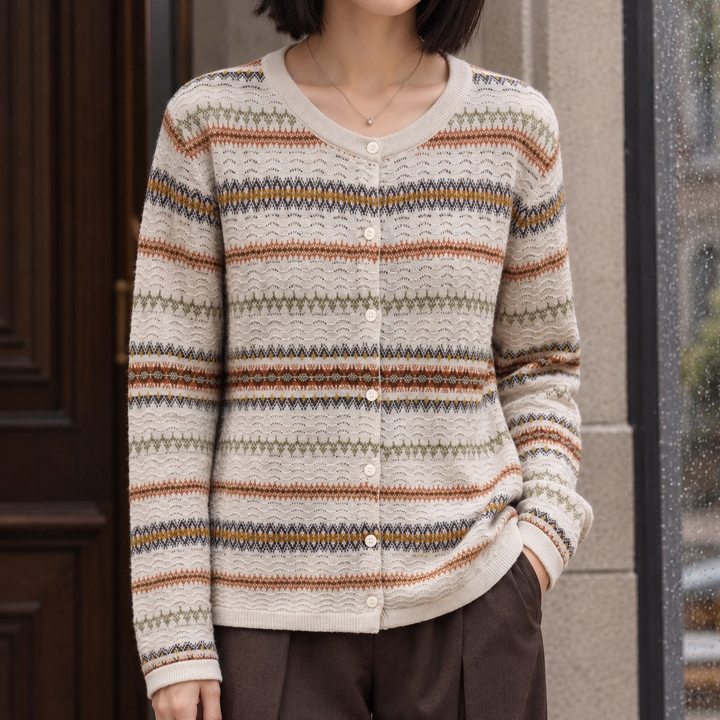 Janet | Button Front Fair Isle Cardigan Womens
