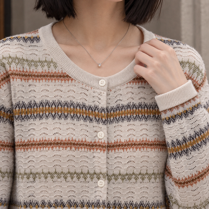 Janet | Button Front Fair Isle Cardigan Womens