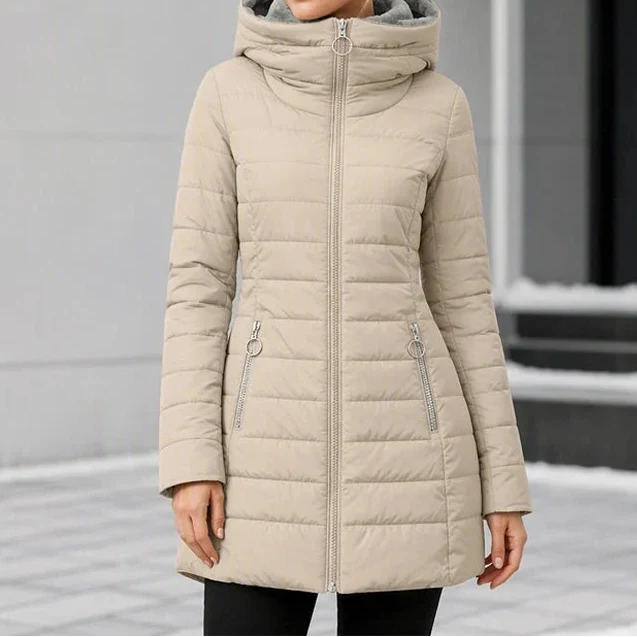 Janet | Polished Quilted Hooded Puffer Jacket Women