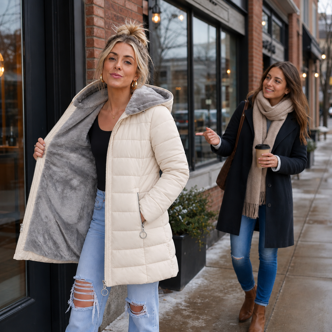 Janet | Polished Quilted Hooded Puffer Jacket Women