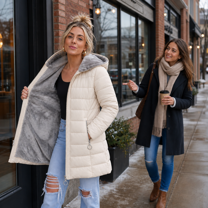 Janet | Polished Quilted Hooded Puffer Jacket Women