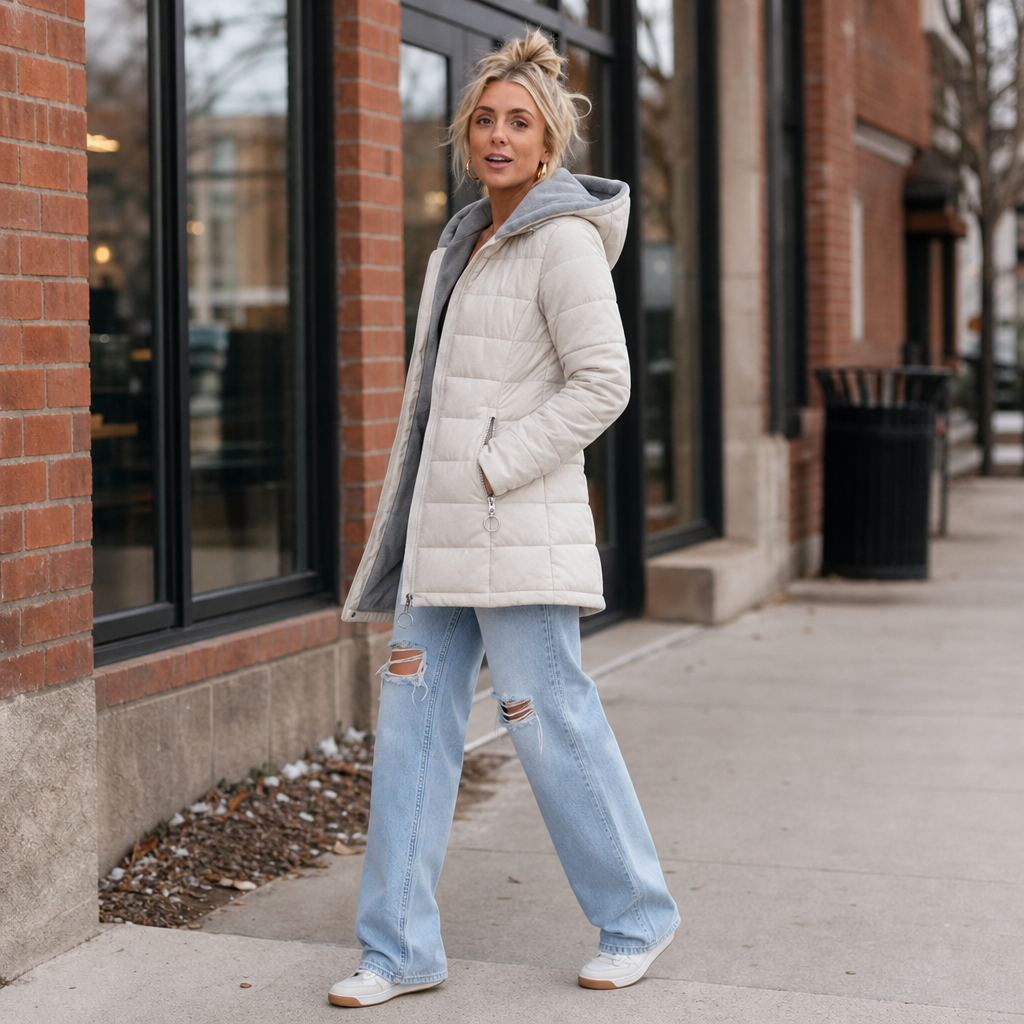 Janet | Polished Quilted Hooded Puffer Jacket Women