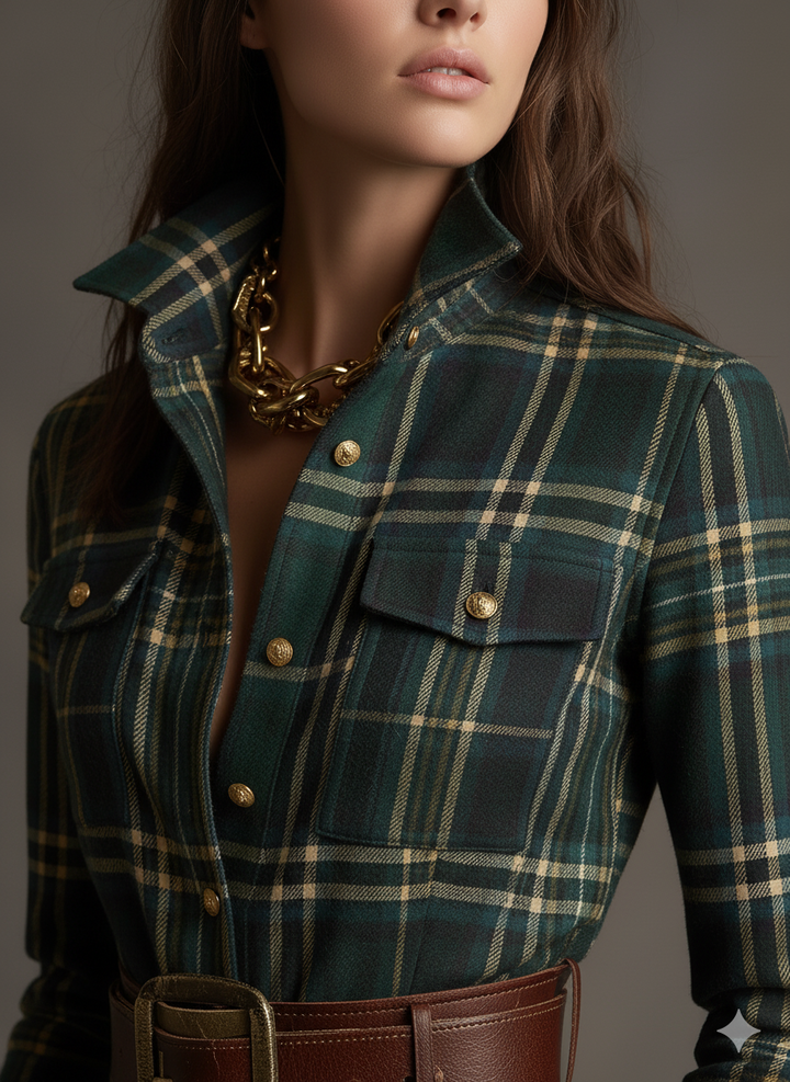 Janice | Timeless Plaid Long Sleeve Maxi Christmas Dress